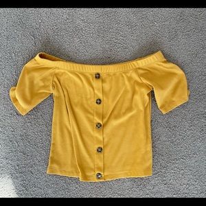 off shoulder yellow top